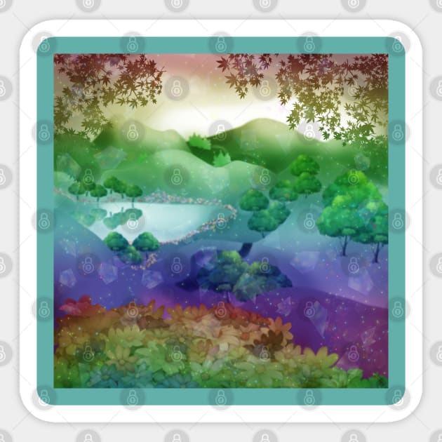 rainbow fantasy landscape Sticker by cuisinecat